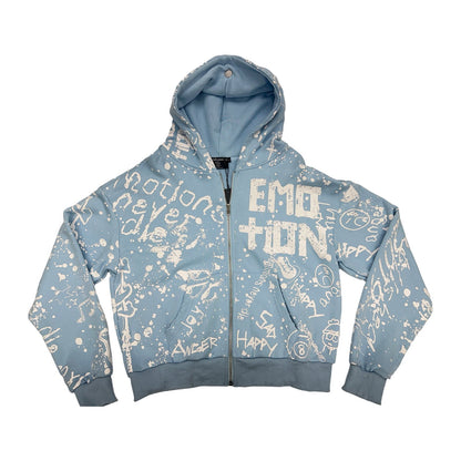 mixed emotion sky blue hoodie