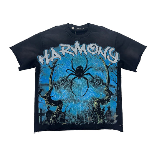 harmony blue spider black tee