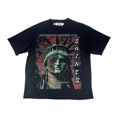 mnd gmz dna statue liberty face saints tee black