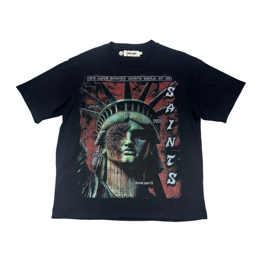 mnd gmz dna statue liberty face saints tee black