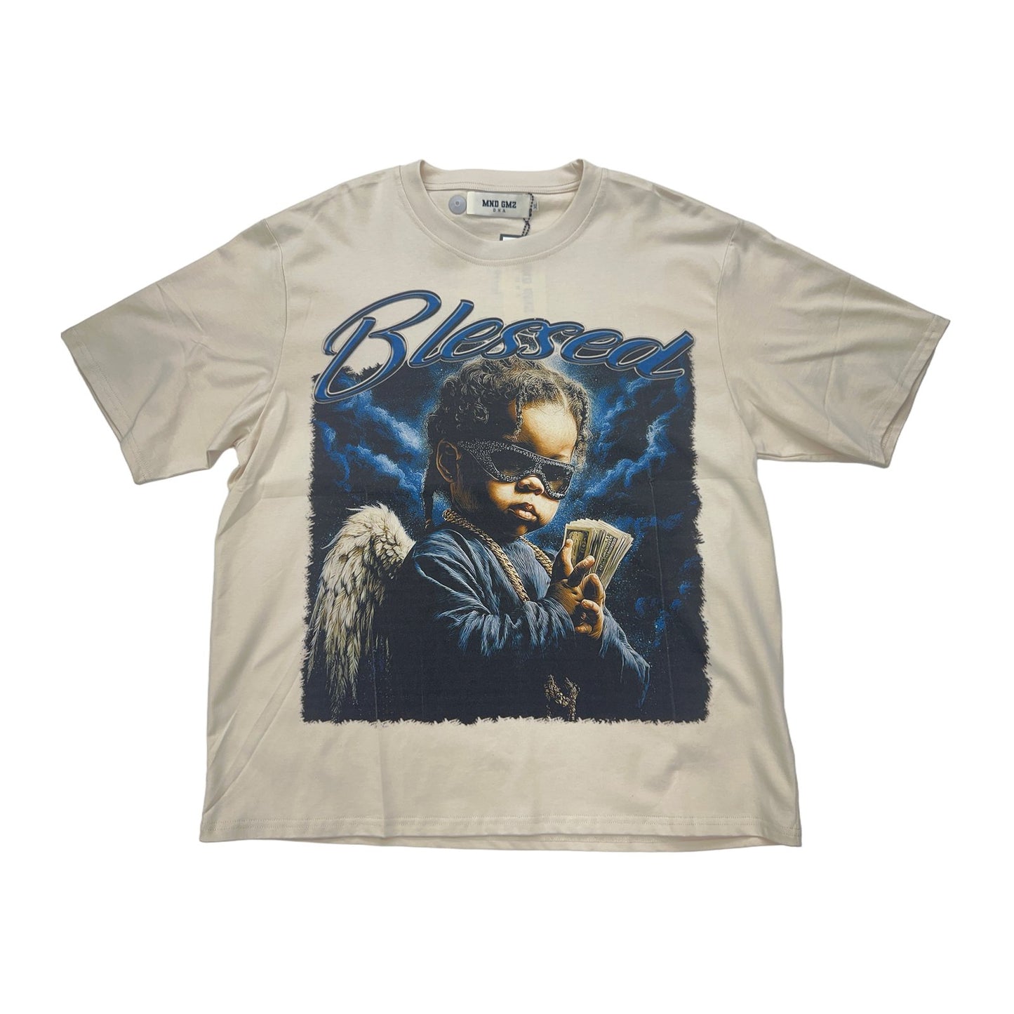 mnd gmz dna blessed baby money tee tan
