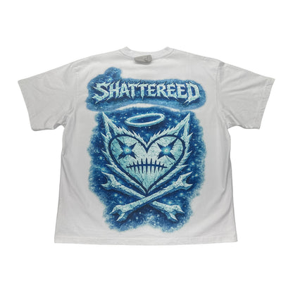 shattered hearts blue shattered white tee