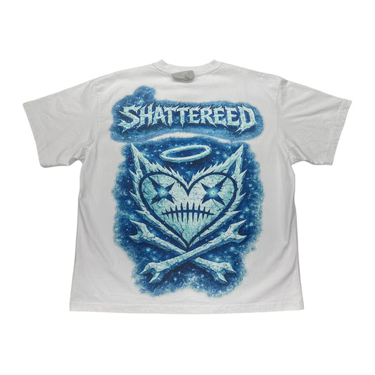 shattered hearts blue shattered white tee