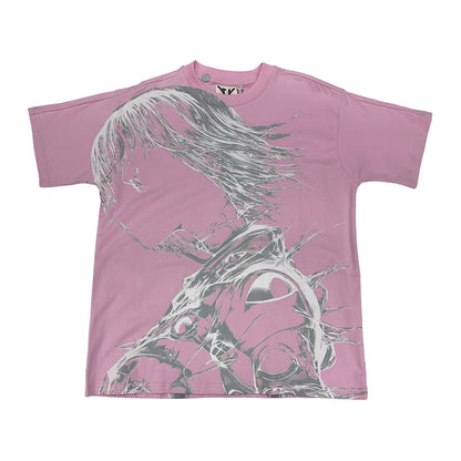 hostile pink white grey feather tee