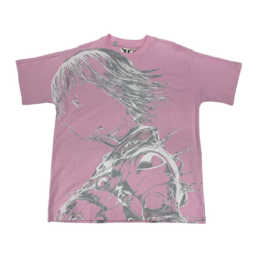 hostile pink white grey feather tee