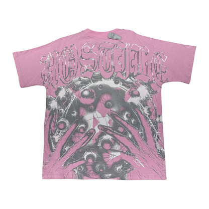 hostile pink white grey feather tee