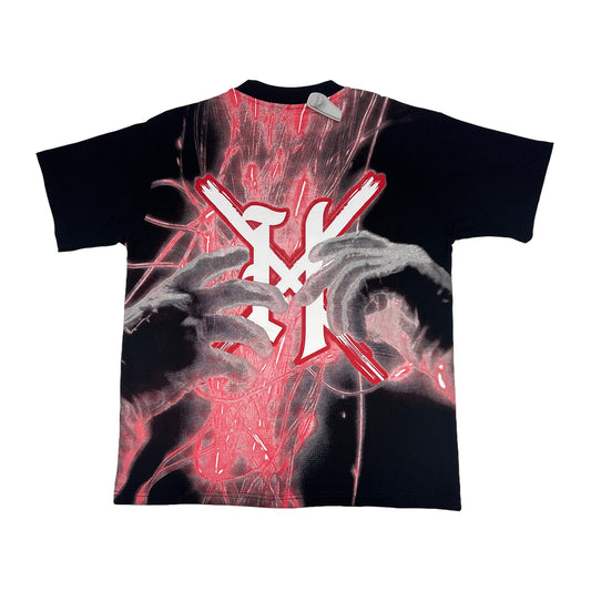 hostile pink astronaut black tee