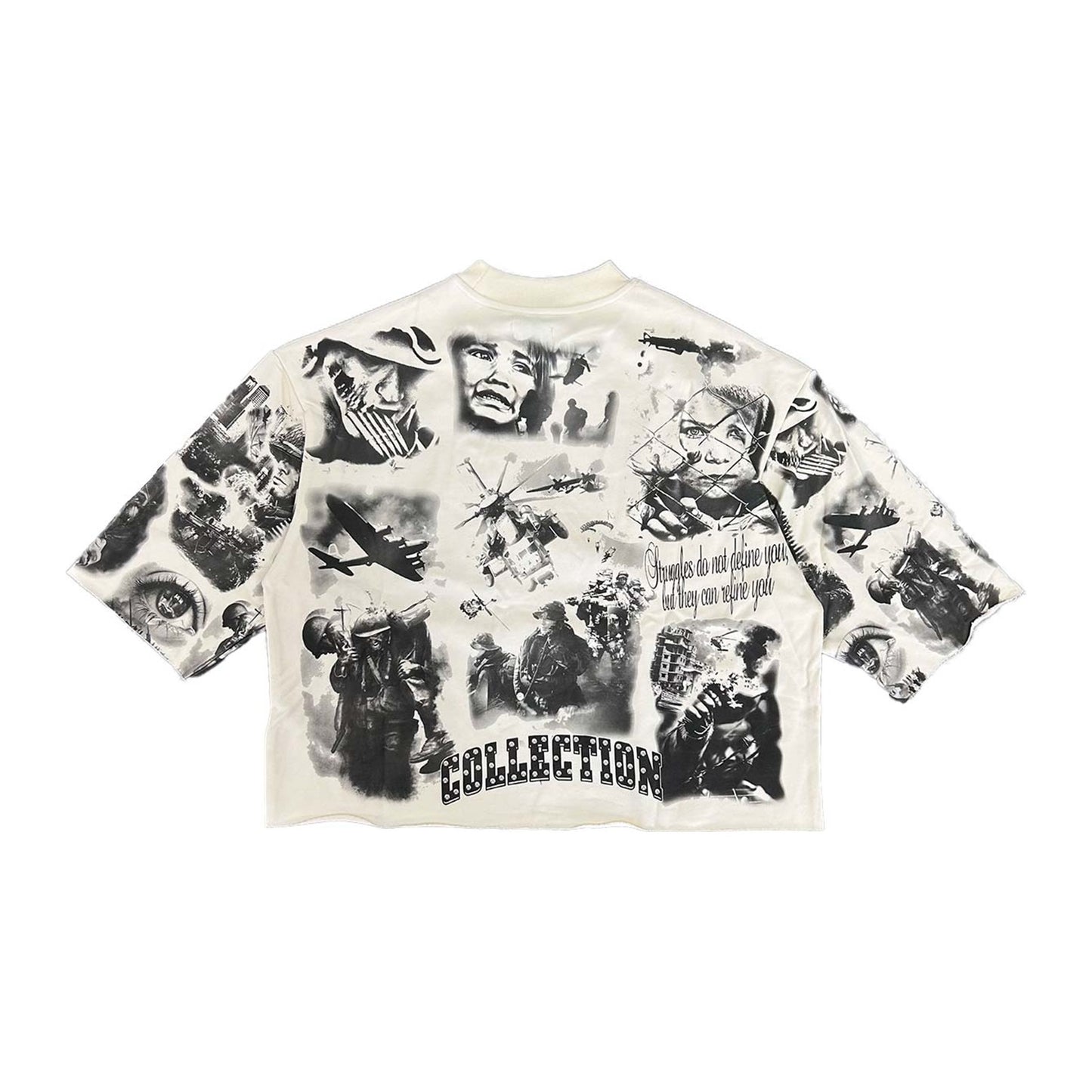 Prestige "War Collection" Airbrush Cropped Sweatshirt — Tan