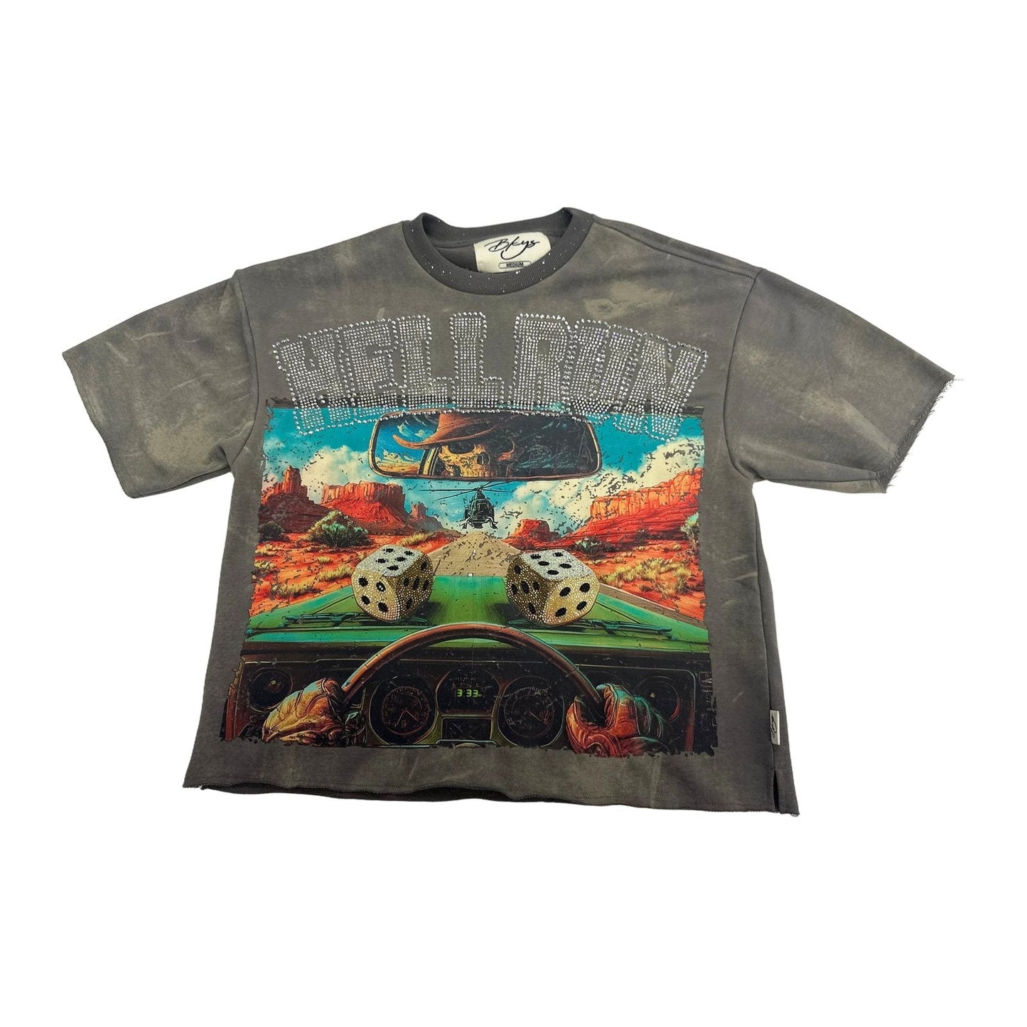 BKYS "Hell Run" Rhinestone Tee - Grey