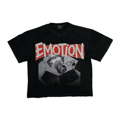 Mixed Emotion "Emotions Never Die" Rhinestone Tee — Black