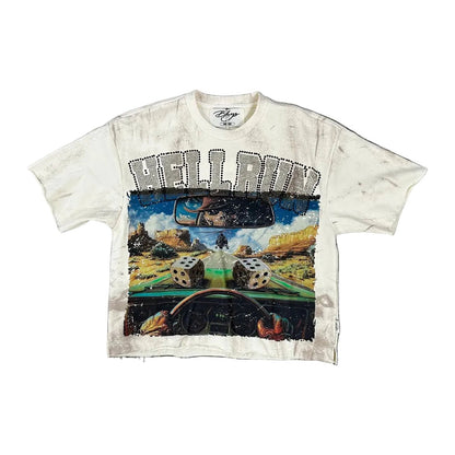 BKYS "Hell Run" Rhinestone Tee - Off White