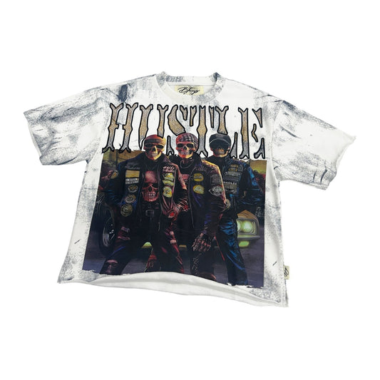 BKYS "Hustle" Afterlife Rhinestone Tee - White