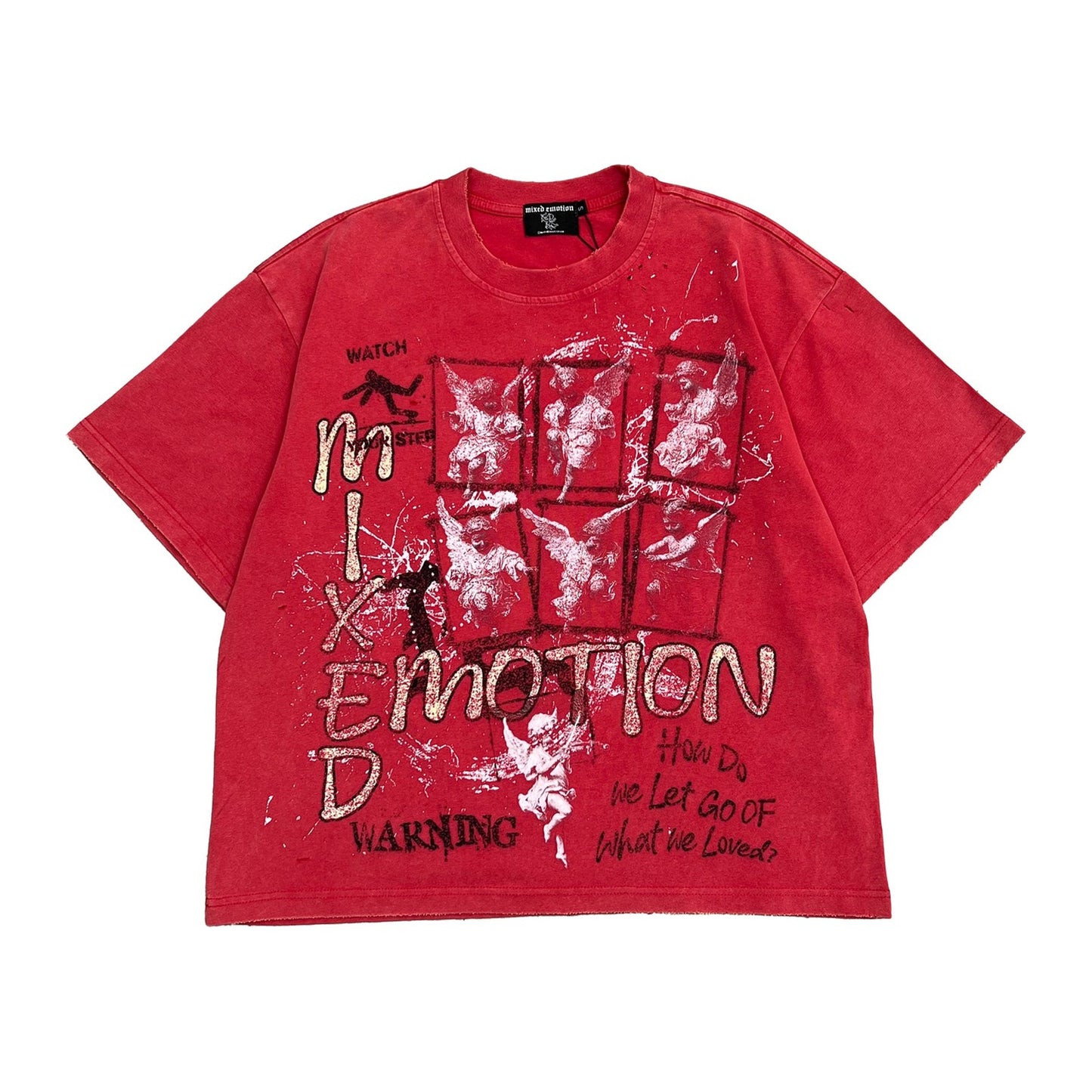 Mixed Emotion "How Do We Let Go" Iron Cross Tee — Washed Red
