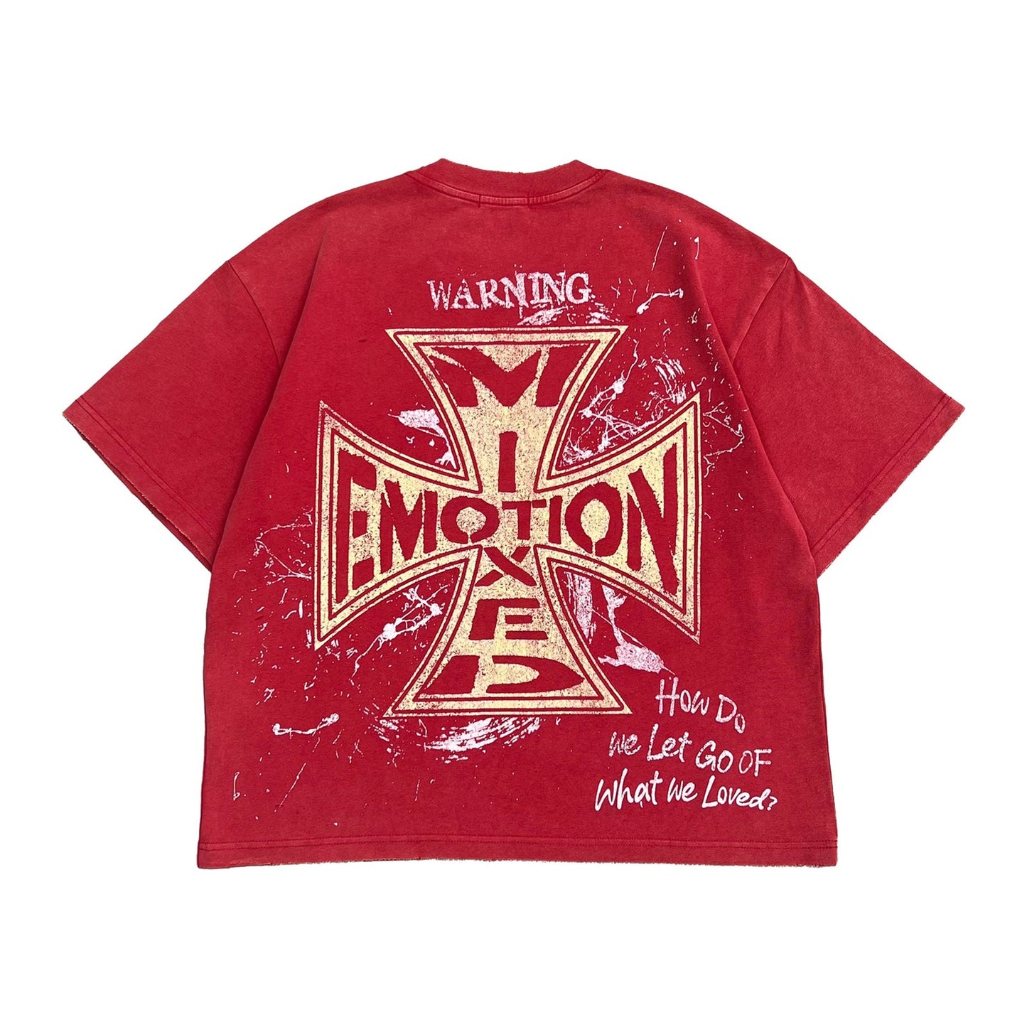 Mixed Emotion "How Do We Let Go" Iron Cross Tee — Washed Red