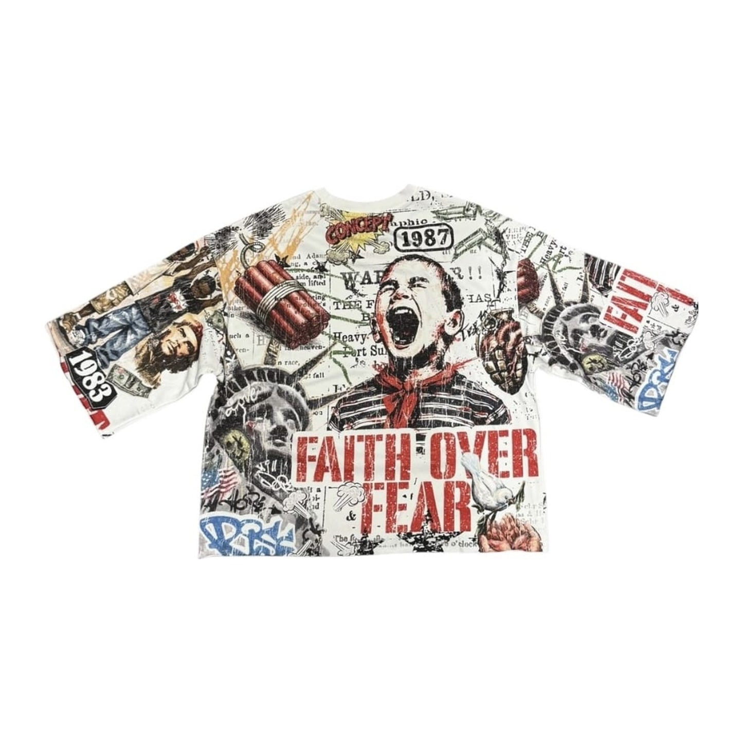 Concept LA "Faith Over Fear" Cropped Tee - White