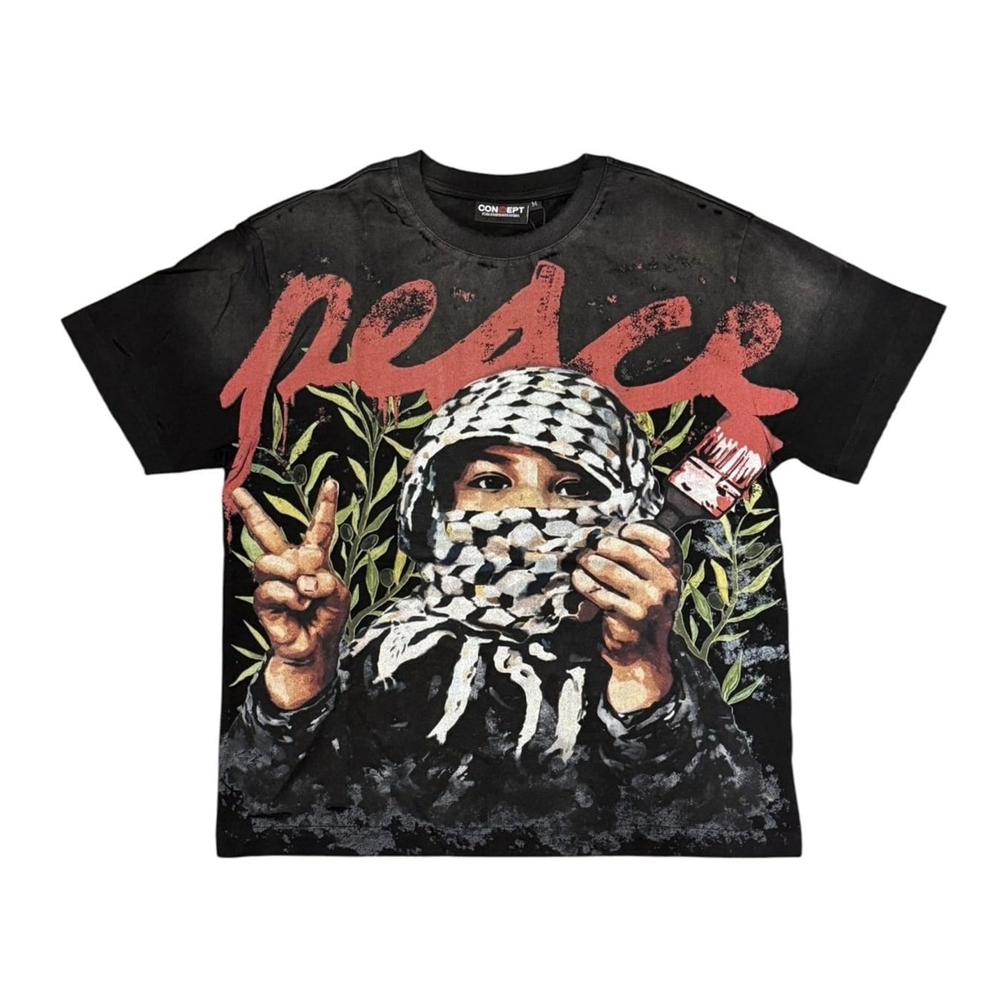 Concept LA "Peace" Washed Tee — Black