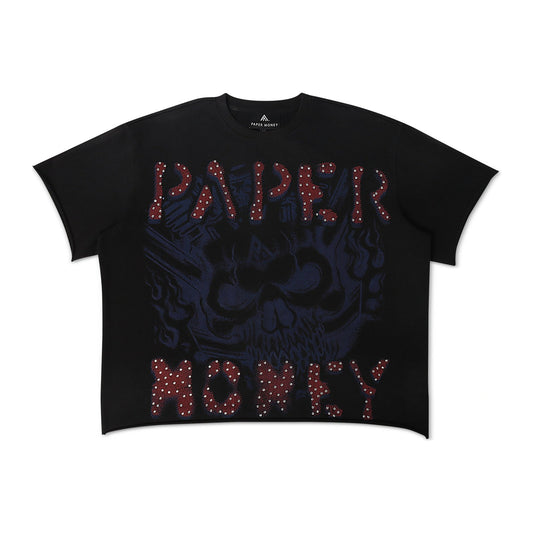 Paper Money "Rags to Riches" Skull Tee — Black Wash