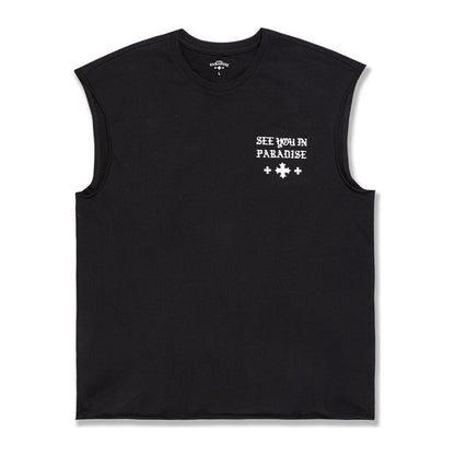 See You in Paradise 7008A Cut-Off Tee — Black