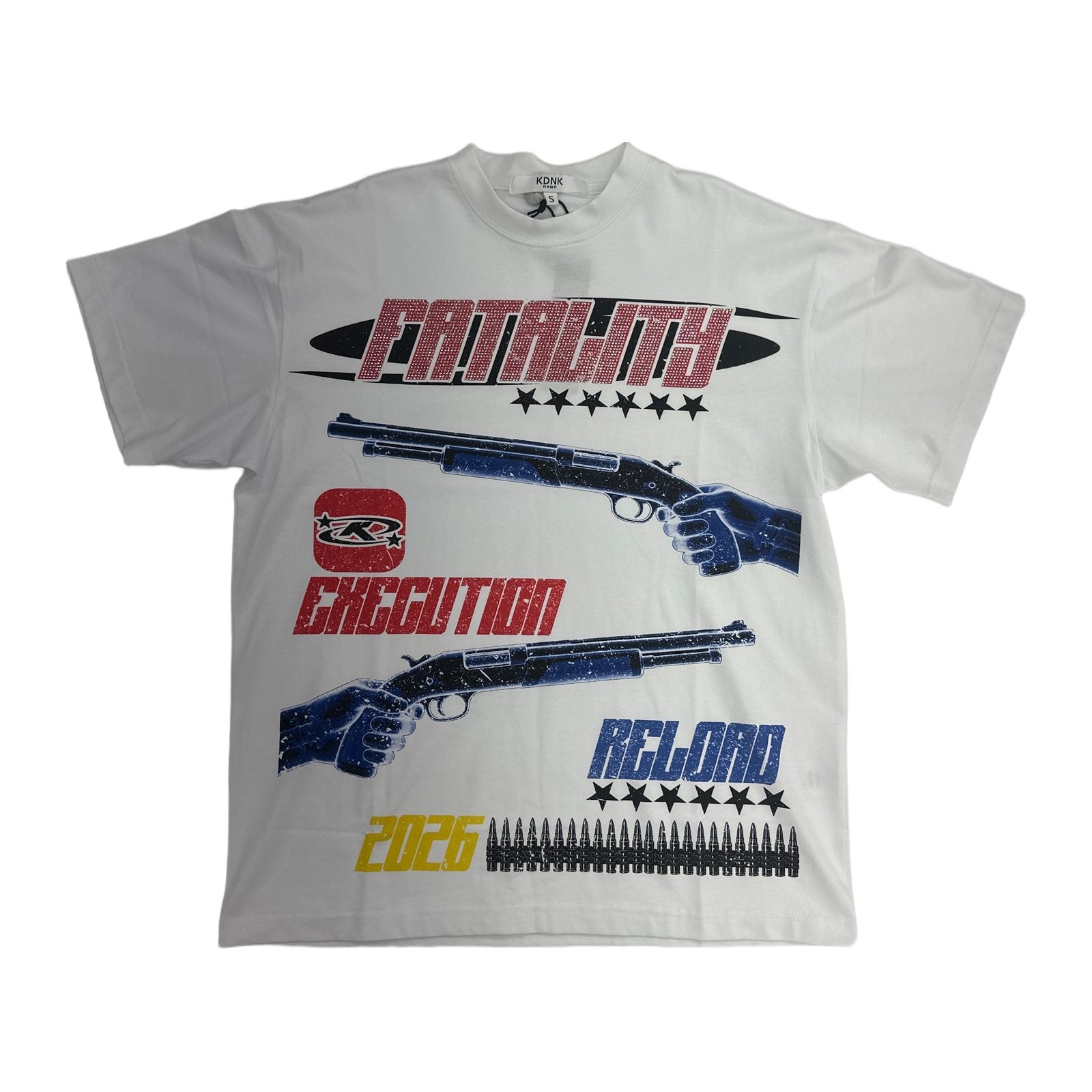kdnk fatality rhinestone tee white