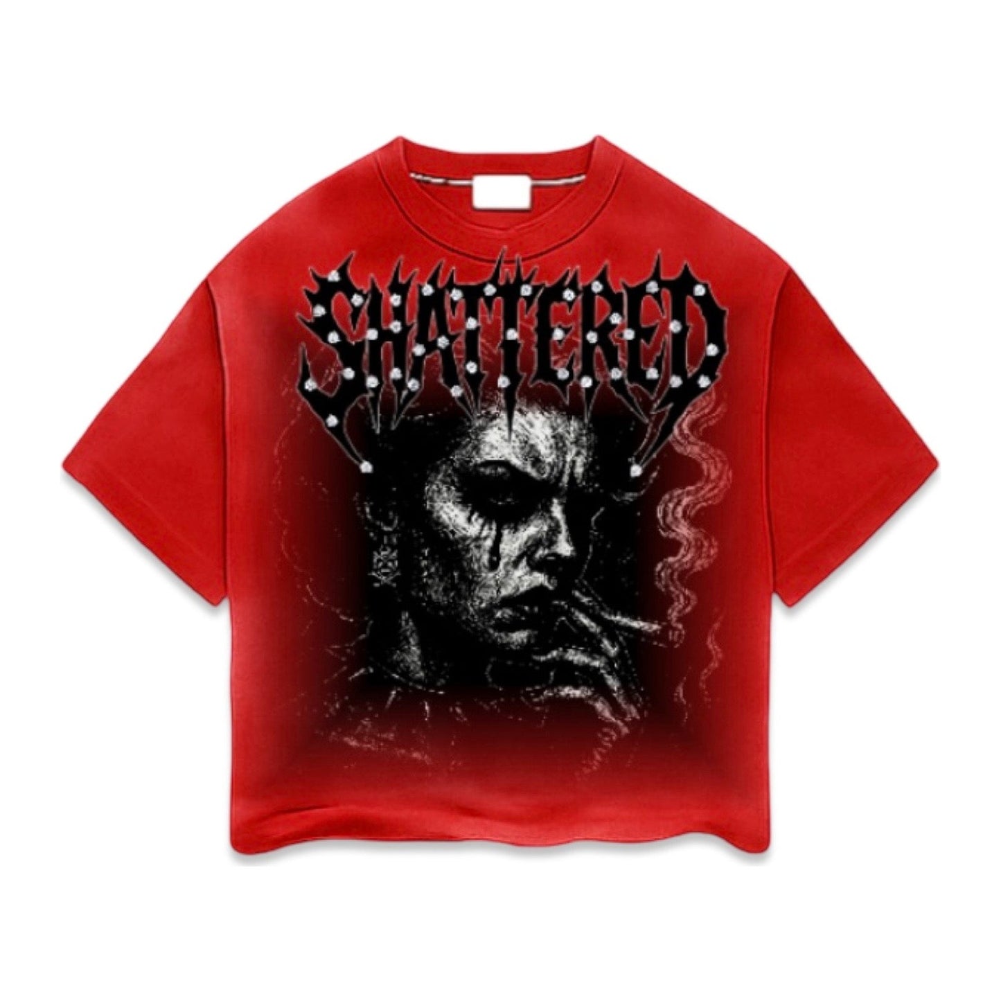 Shattered Hearts "Smoke" Rhinestone Tee - Red