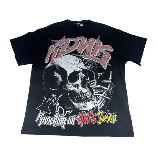 KDNK "Knocking on Hell's Door" Rhinestone Tee — Black
