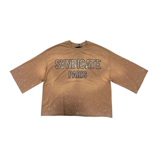 Syndicate "Paris" Rhinestone Tee - Brown