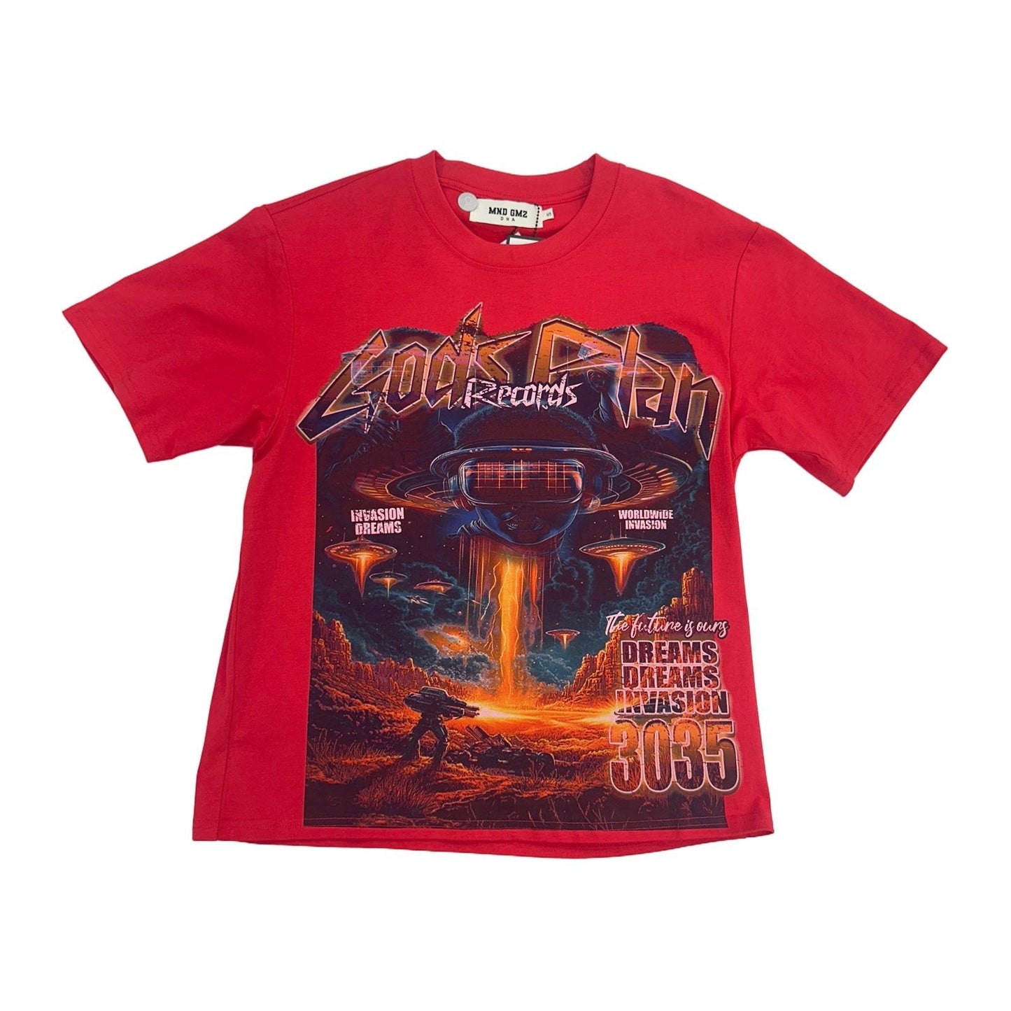 MND GMZ DNA "Gods Plan Records" Invasion Tee — Red