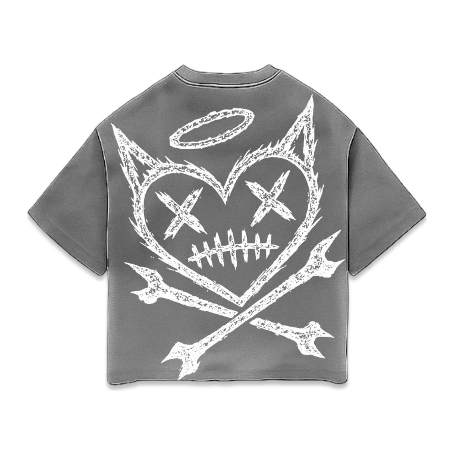Shattered Hearts "Halo Heart" Distressed Tee - Grey