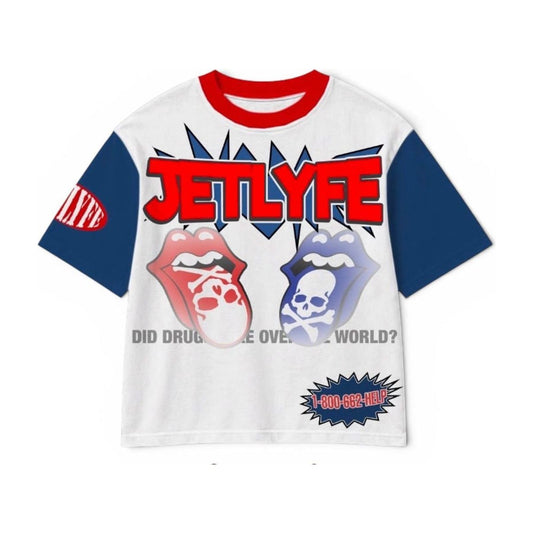 Jetlyfe "Did Drugs Take Over The World" Tee in white and blue