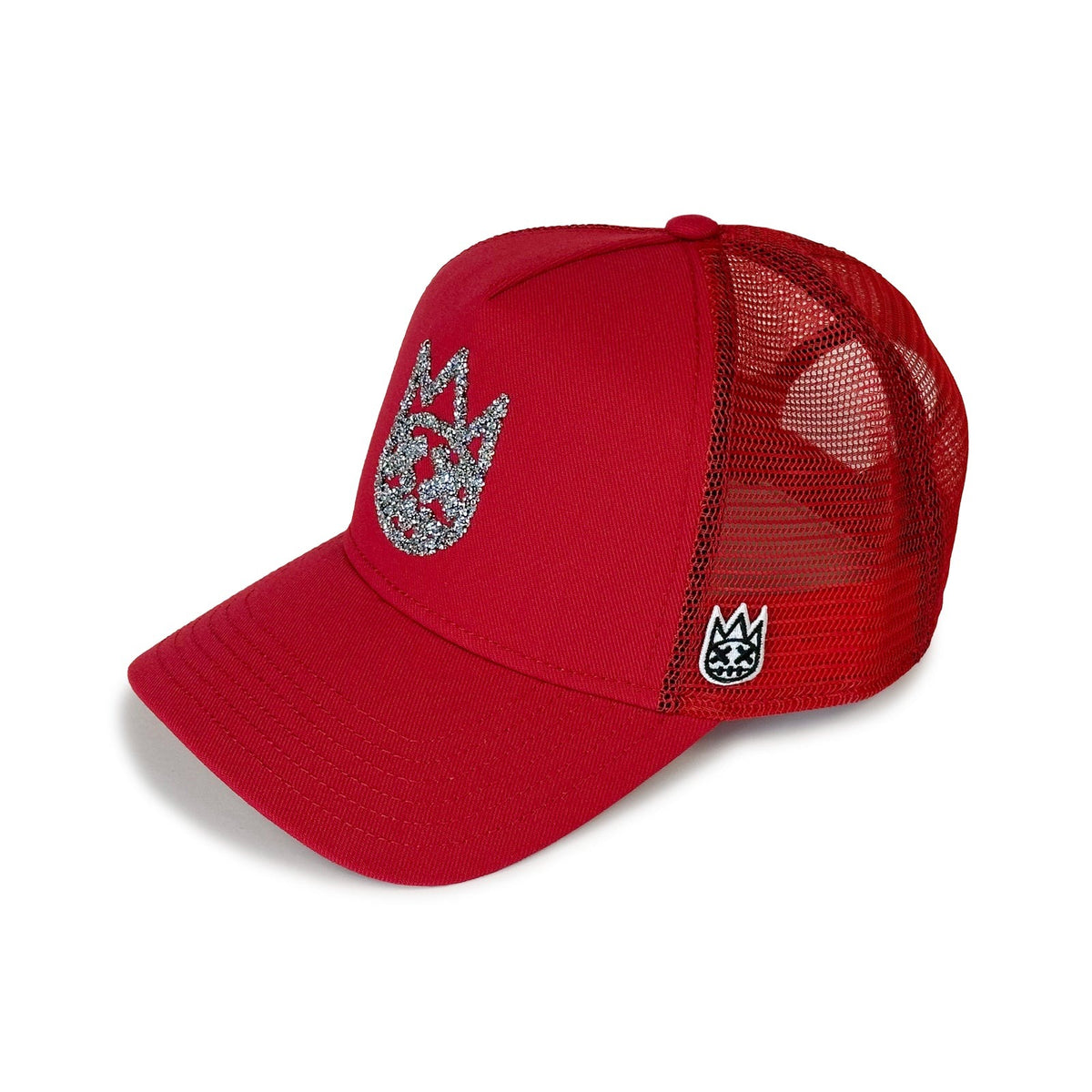 Cult of Individuality Crystal Logo Mesh Back Trucker Hat in Red