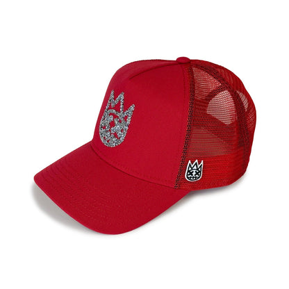 Cult of Individuality Crystal Logo Mesh Back Trucker Hat in Red