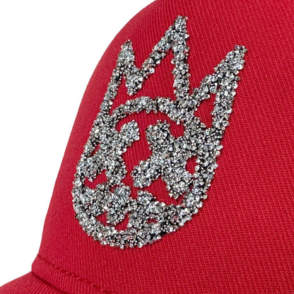 Cult of Individuality Crystal Logo Mesh Back Trucker Hat in Red