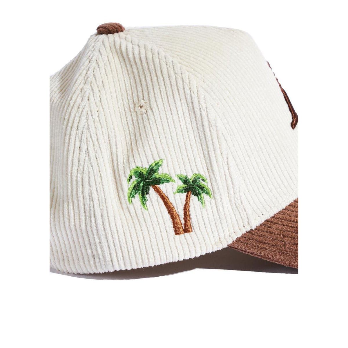 Reference Paradise LA corduroy cap, cream crown with brown brim