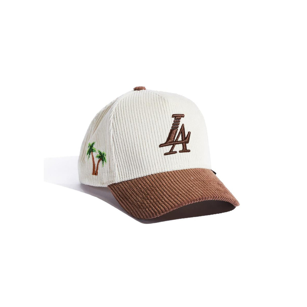 Reference Paradise LA corduroy cap, cream crown with brown brim