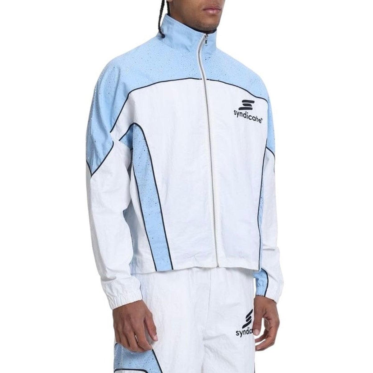 Syndicate nylon track jacket and short set, baby blue