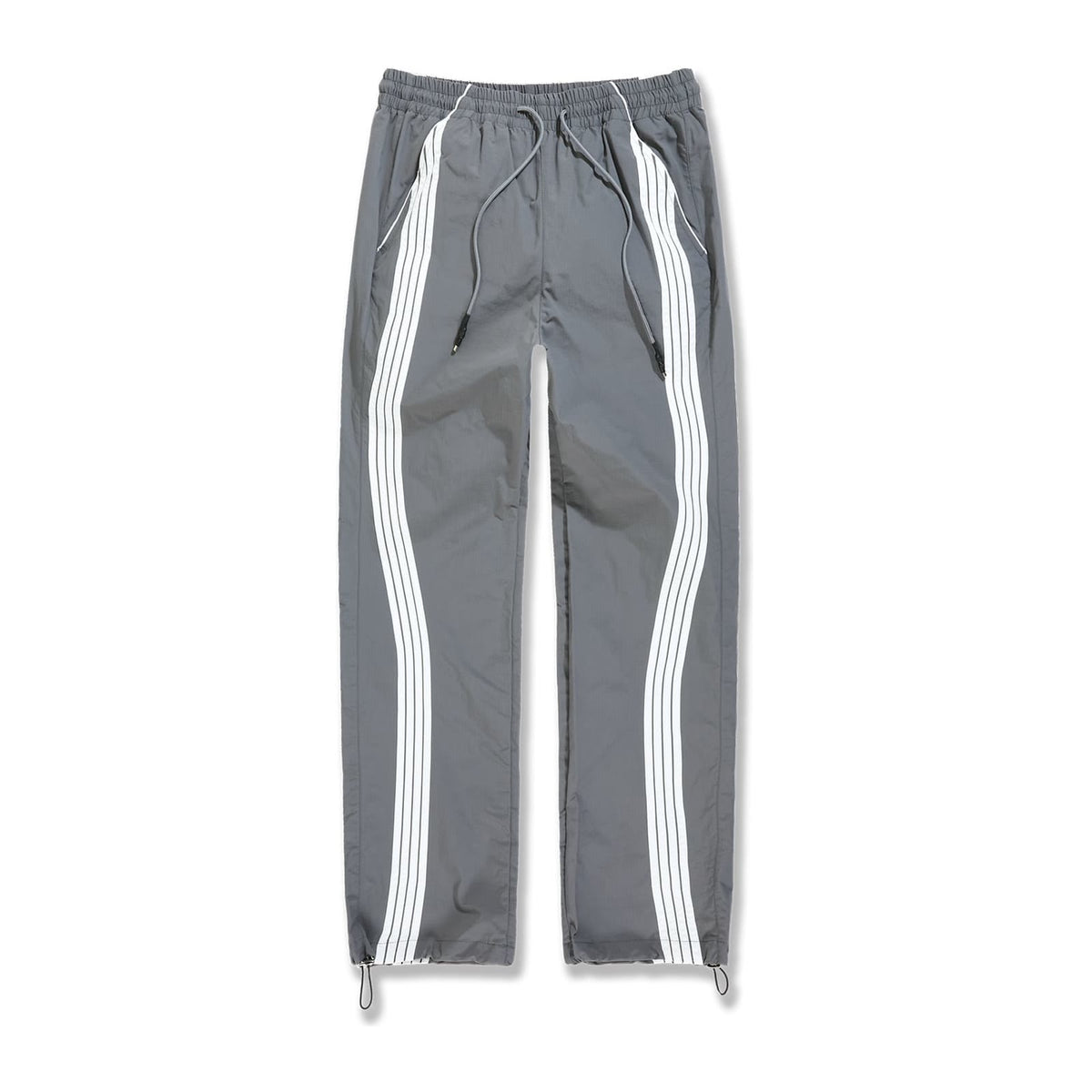 Jordan Craig Velocity nylon track pant in charcoal with twin white side stripes