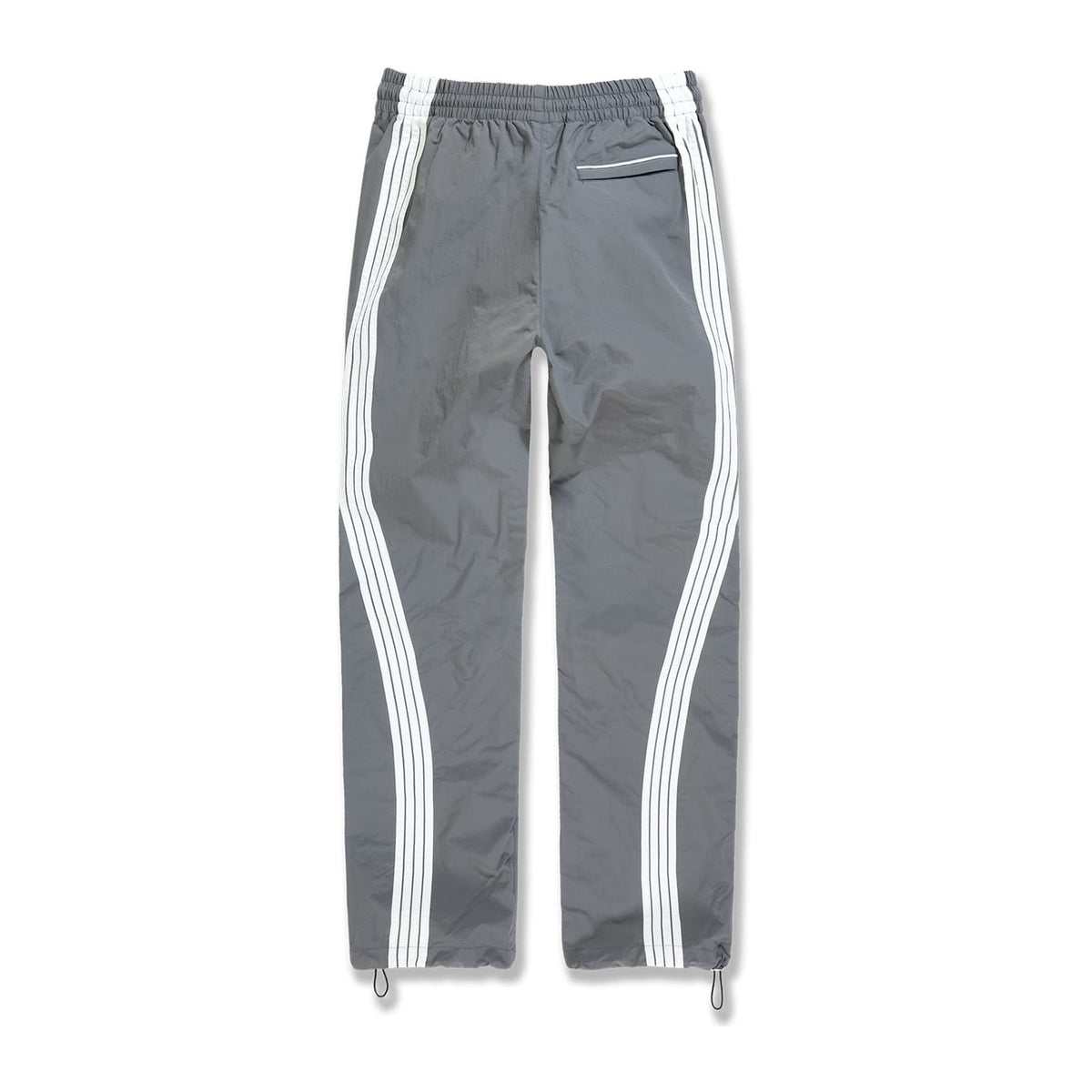 Jordan Craig Velocity nylon track pant in charcoal with twin white side stripes