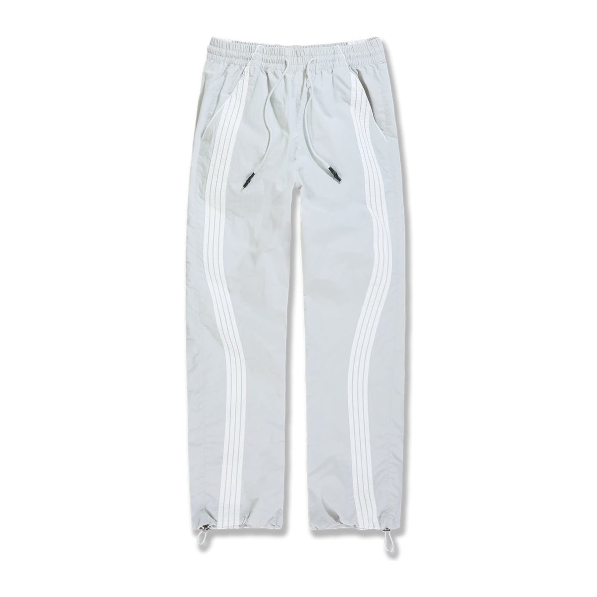 Jordan Craig Velocity nylon track pant in light grey with twin white side stripes