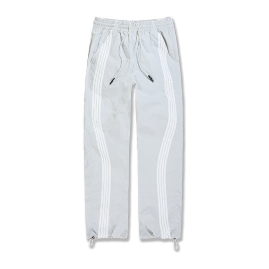 Jordan Craig Velocity nylon track pant in light grey with twin white side stripes