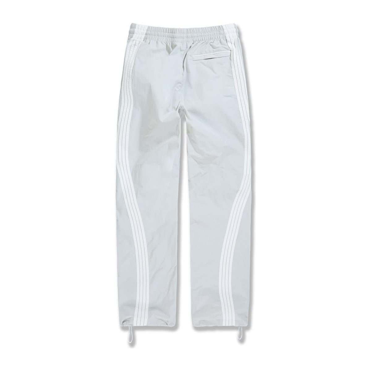 Jordan Craig Velocity nylon track pant in light grey with twin white side stripes