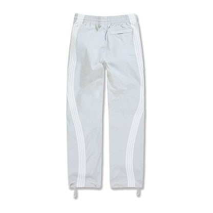 Jordan Craig Velocity nylon track pant in light grey with twin white side stripes