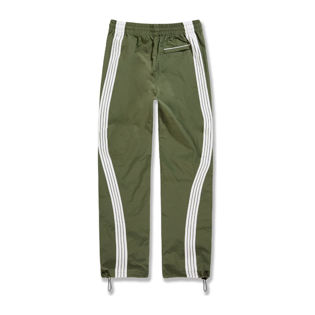 Jordan Craig Velocity nylon track pant in olive with twin white side stripes
