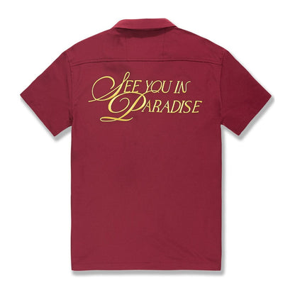 Jordan Craig Legacy "See You In Paradise" Camp Shirt — Wine — Jordan Craig — view 3