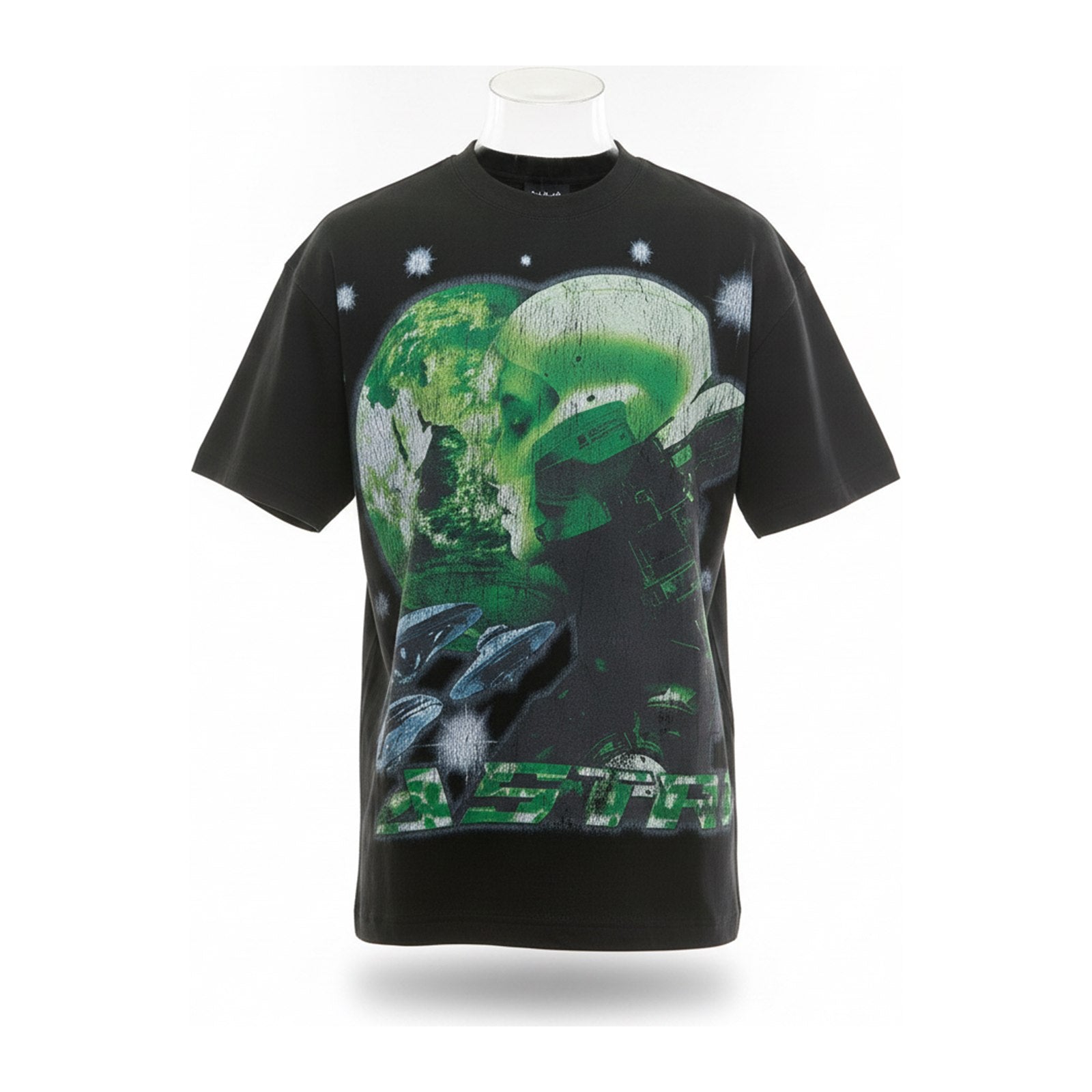 KDNK "Astro" UFO Tee — Black - ghost mannequin