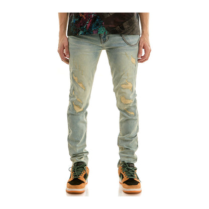 KDNK Forged Distress Skinny Jean — Light Blue — KDNK — view 2