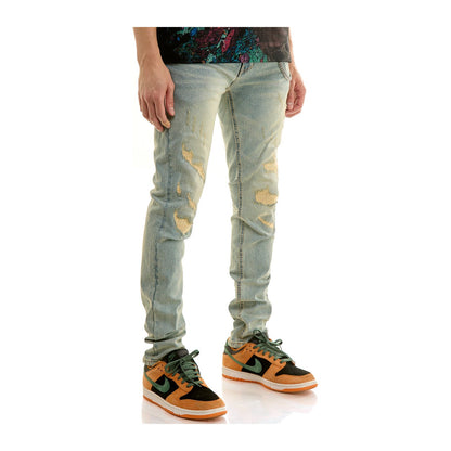 KDNK Forged Distress Skinny Jean — Light Blue — KDNK — view 3