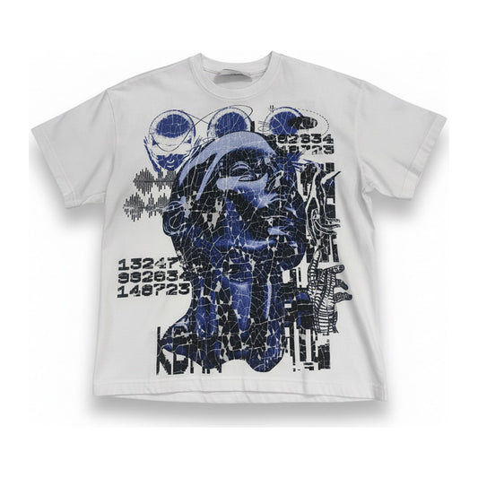 KDNK "Hyper Intelligence" Tee — White - ghost mannequin