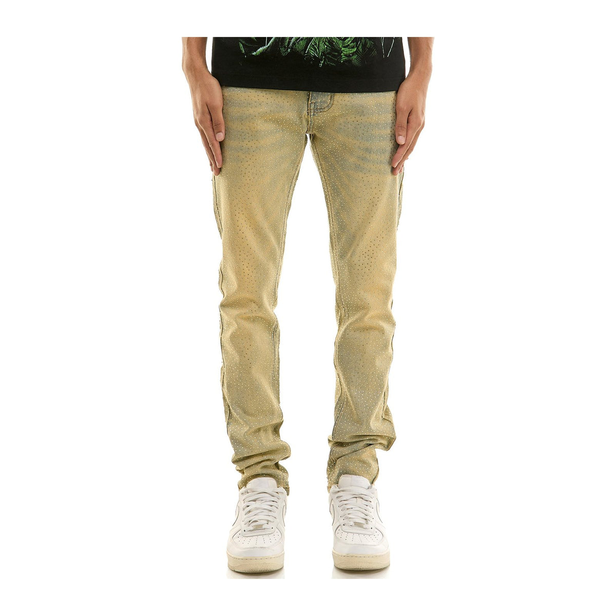 KDNK Rhinestone Skinny Jean — Tinted Blue — KDNK — view 2