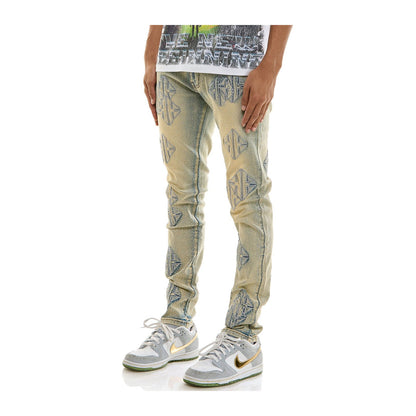 KDNK Sigil Rhinestone Skinny Jean — Blue — KDNK — view 3