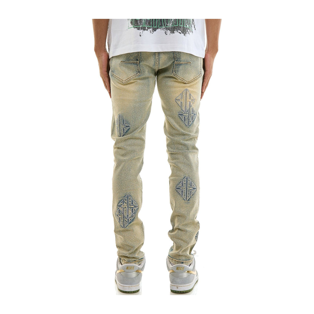 KDNK Sigil Rhinestone Skinny Jean — Blue — KDNK — view 4